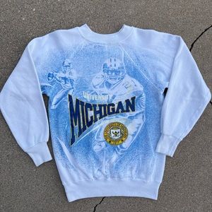 Vintage 90’s Michigan Wolverines Football Crewneck Sweater - Size YL/Mens Small